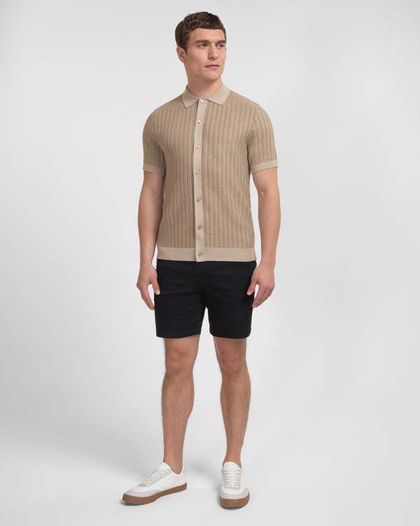 Steel & Jelly Heston - Stripe Textured Knitted Short Sleeve Shirt