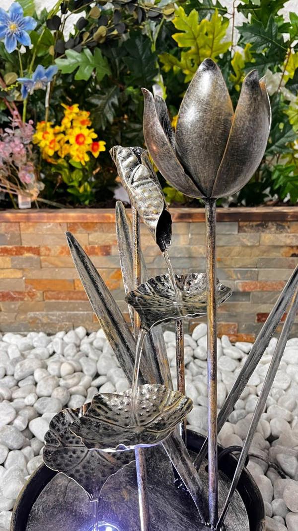 Tranquillity Water Features Small Flower Modern Metal Water Feature