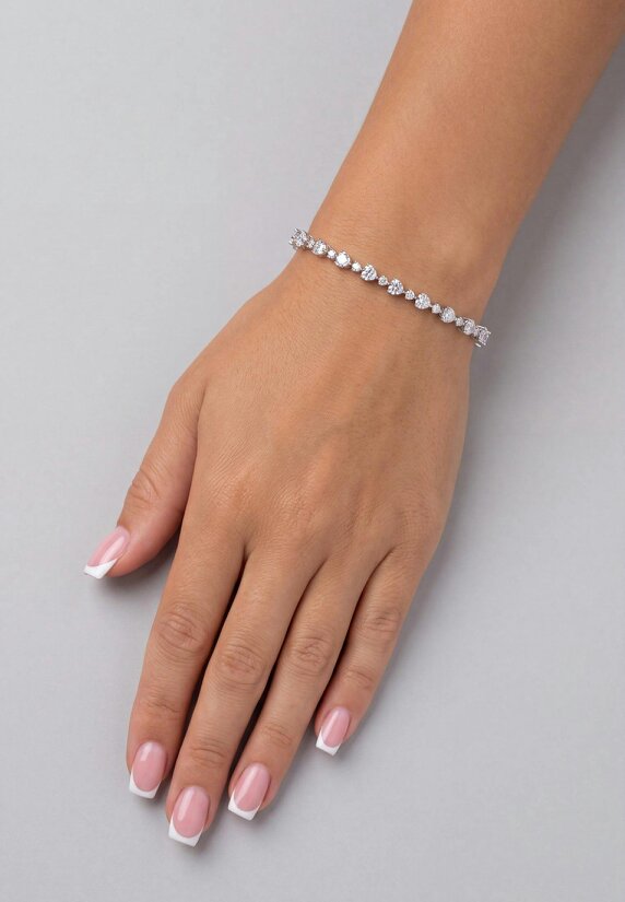 Latelita Asscher Cut Heart Tennis Bracelet Moissanite Silver