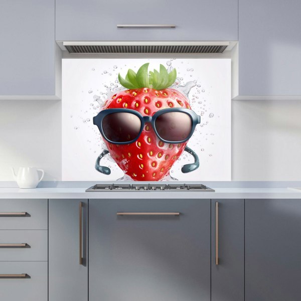 Warren Reed - Designer Strawberry In Glasses Kitchen Splashback