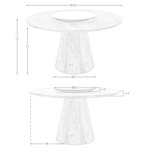 Angel Cerdá Rotating Round walnut dining table 1016
