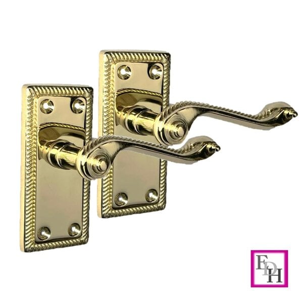 EDH Door Hardware Georgian Style Scroll Brass Finish Door Handles,Internal Door handles,Tubular.