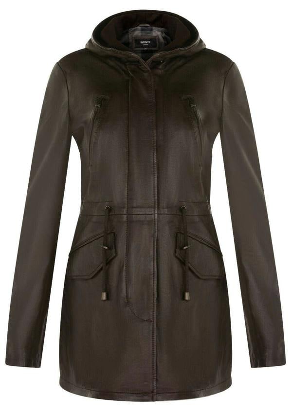 Womens Mid Length Hooded Parka Jacket-Oakengates - Upperclass Fashions 