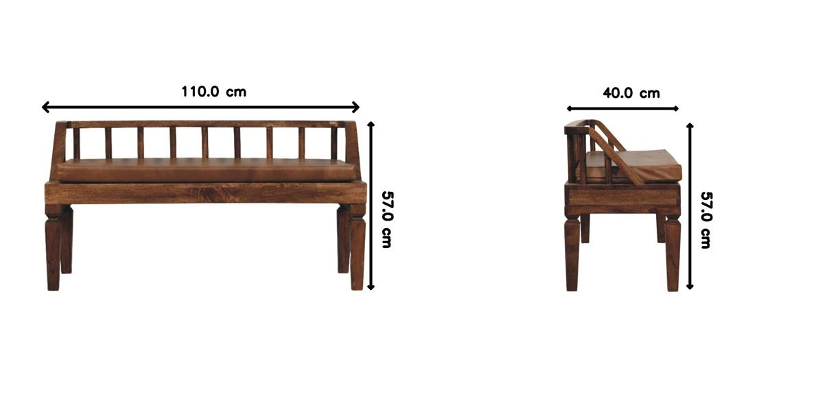 Artisan Furniture Solid Wood Bordeaux Leather Bench