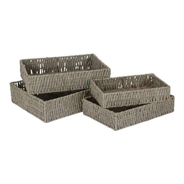 Rectangular Grey Straight-sided Paper Rope Trays
