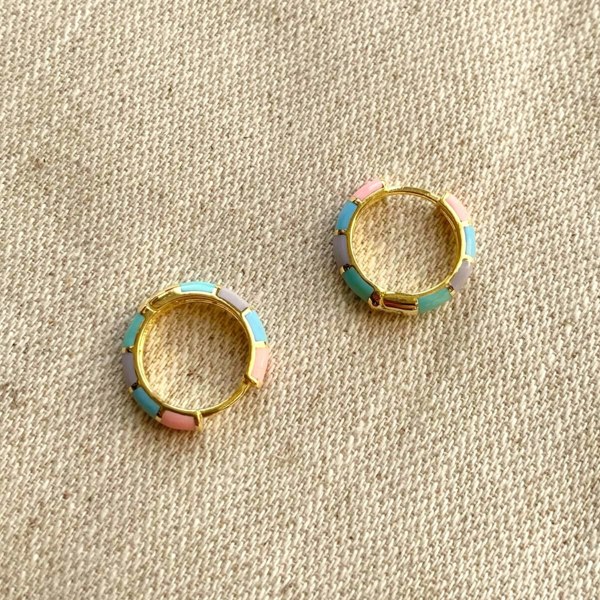 Spero London Enamel Rainbow Sterling Silver Hoop Earrings