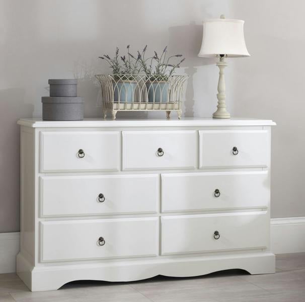 Romance Large 3 Over 4 Chest of Drawers, Assembled Wide Bedroom Storage