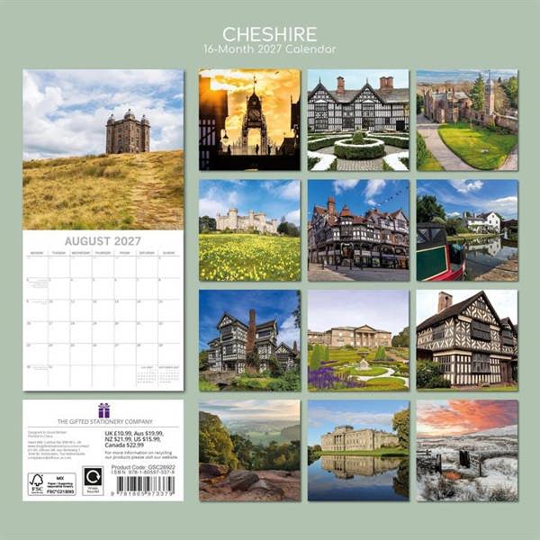 Cheshire Calendar 2027, Wall Calendars, Month To View, Travel, Gift