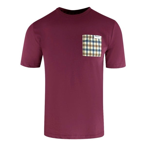 Aquascutum Active Check Pocket Burgundy T-Shirt