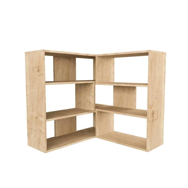 Decortie Molly Modern Corner Bookcase 3 Tier Room Divider Storage Unit Freestanding Melamine Finish 89cm