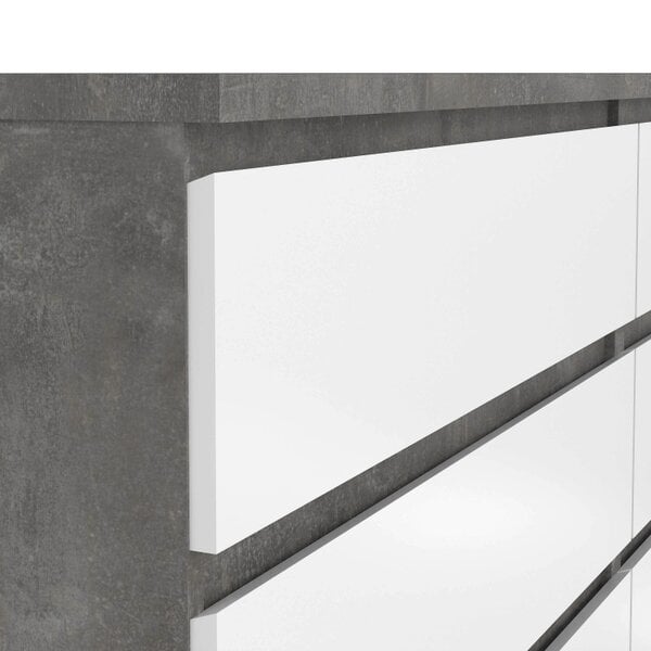 Wyld Haus Budapest Concrete Effect and White Wooden Wide Chest 6 Drawers