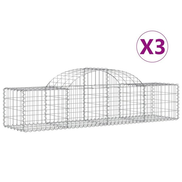Berkfield Arched Gabion Baskets 3 pcs 200x50x40/60 cm Galvanised Iron