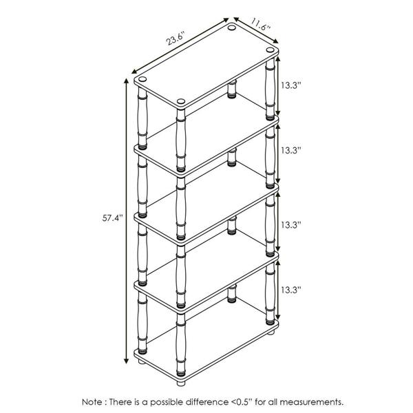 WALPLUS Space-Saving Turn-N-Tube 5-Tier Multipurpose Shelf Display Rack with Classic Tubes, Light Cherry/Black for Living Room