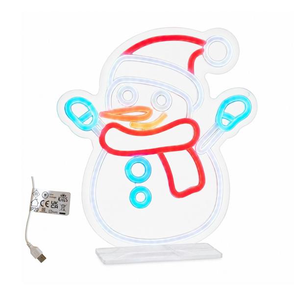 Samuel Alexander 30cm Snowman Neon-Style Light Up Christmas Decoration with USB Power Cable