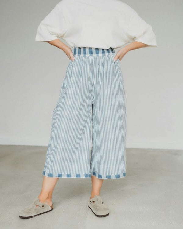 Judy Multicolour Marine Check Print Reversible Crop Trousers- image 3