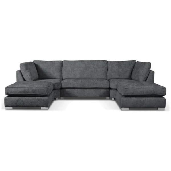 Snug Furniture London U Shape Charcoal Grey Fullback Corner Sofa