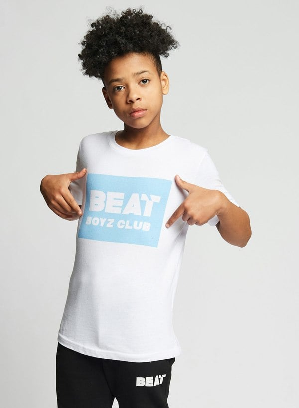 Beat Boyz Club Label T-Shirt - White/Cornflower