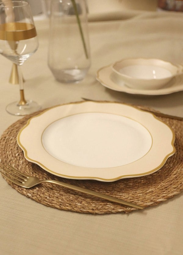 Rozi Jaswely Collection Porcelain Dinner Plates, Set of 6 (Cream)