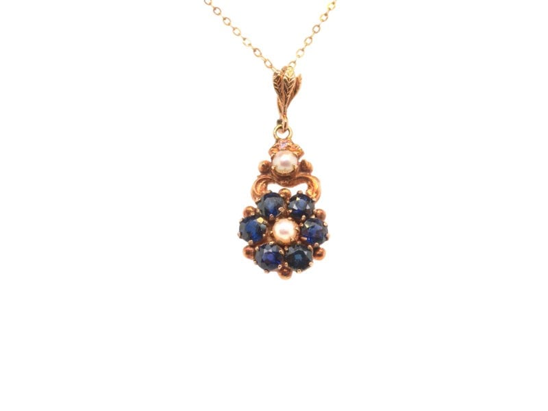 A vintage Sapphire and Pearl pendant