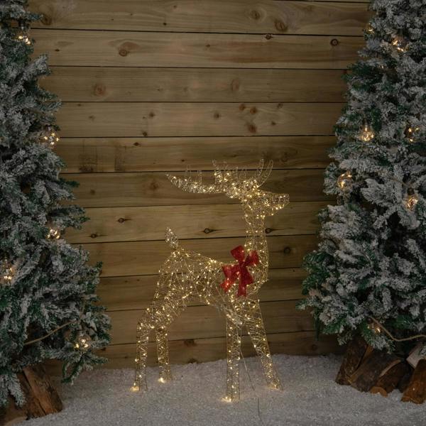 Samuel Alexander 1m Light up Gold Twist Christmas Standing Reindeer with 300 Warm White LEDs