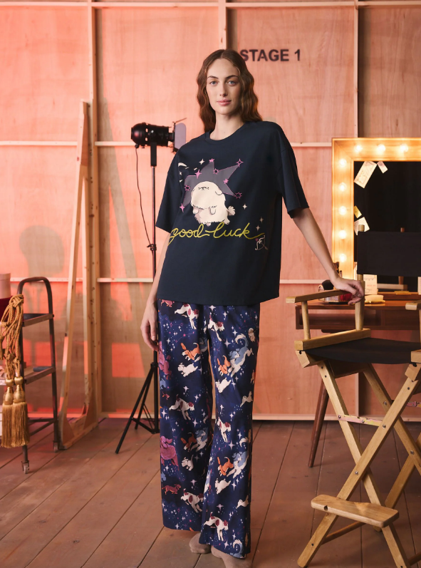 Cath Kidston Womens Good Luck Dogs Stars Short Pyjama Set - Navy