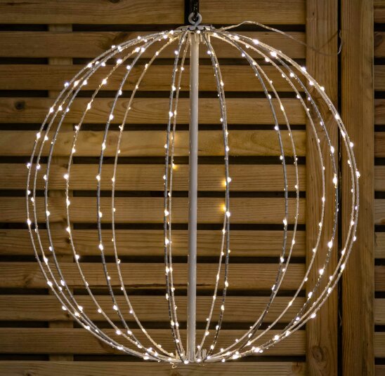 Samuel Alexander 50cm White Metal Folding Christmas Ball with 256 Warm White LEDs