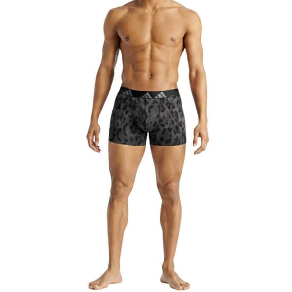 Adidas Mens Cotton Flexible Active Boxer Shorts (Pack of 3) - Grey/Dark Grey/Black - 