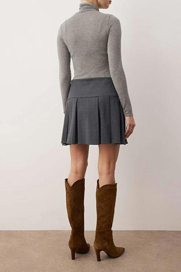 WOVCOR Waist Detail Pleated Mini Skirt