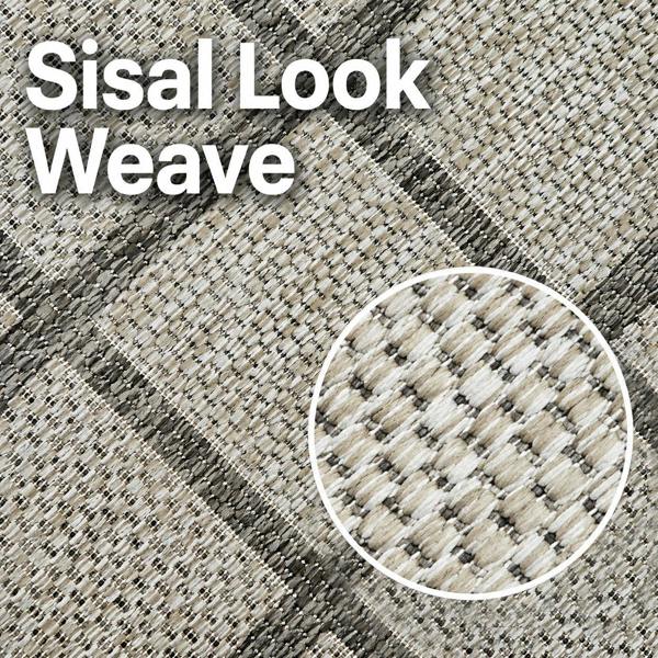 Viva Rugs Non-Slip Taupe Brown Beige Rug Checkered Border Design Flat Weave Kitchen Dining Room Living Room Area Mat