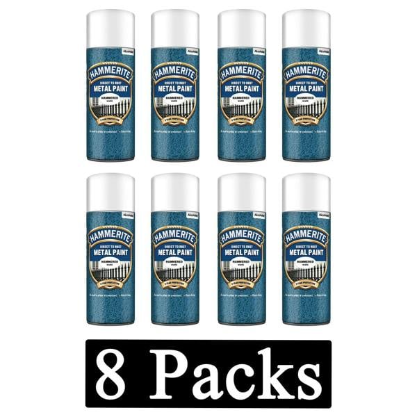 Hammerite 8X Hammerite Hammered White Spray Paint 400ml