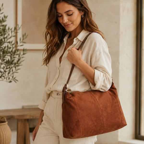 Lorenz Large Faux Suede Slouch Shoulder Bag