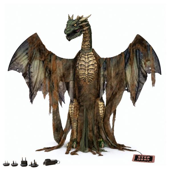 Samuel Alexander 7ft Giant Sized Dark Forest Dragon Halloween Animatronic Decoration with LED Eyes