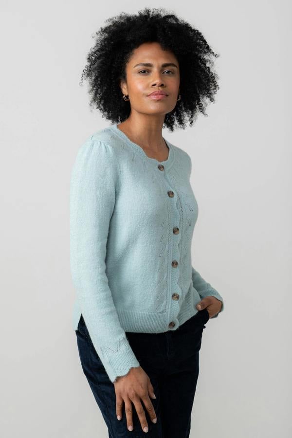 Lily & Me Layla Pointelle Knit Cardigan Ice Blue