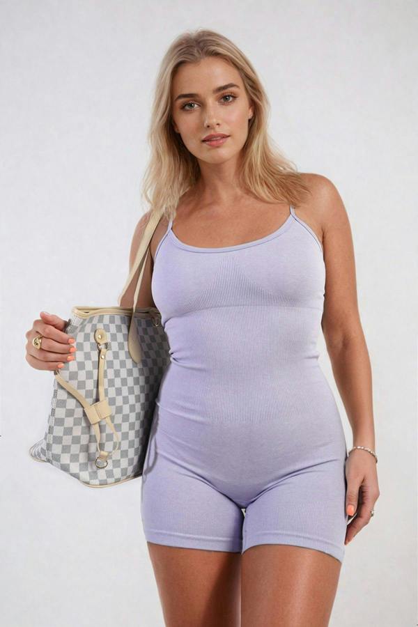 Imelda Strappy Fitted Bodysuit - Lilac