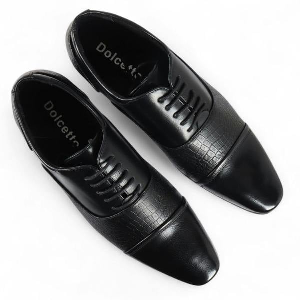Dolcetto Men's Black Classic Lace-Up Brogue Formal Shoes