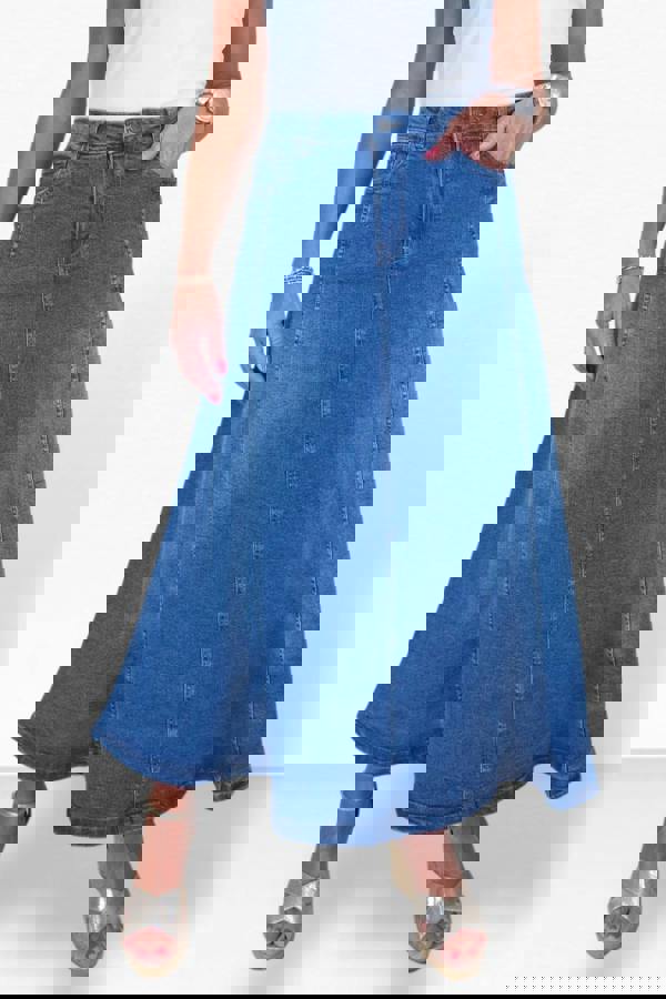 Paulo Due Women's Flared Denim Maxi Skirt