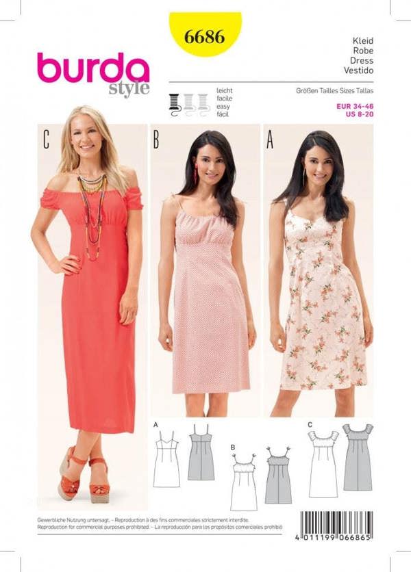 Burda Sewing Pattern 6686 Dresses For Women, 8 to 20 - Easy