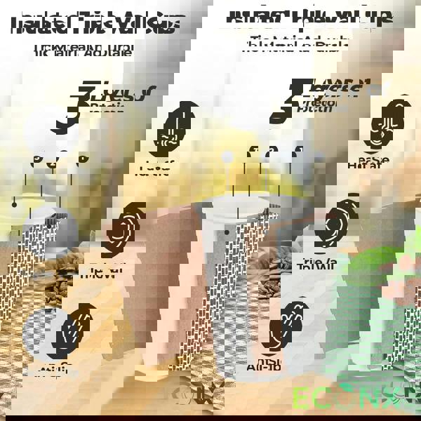 ECONX 12oz Coffee Paper Cup VIP Designed 3PLY Disposable Coffee Cup for Takeaway Hot Drinks Black