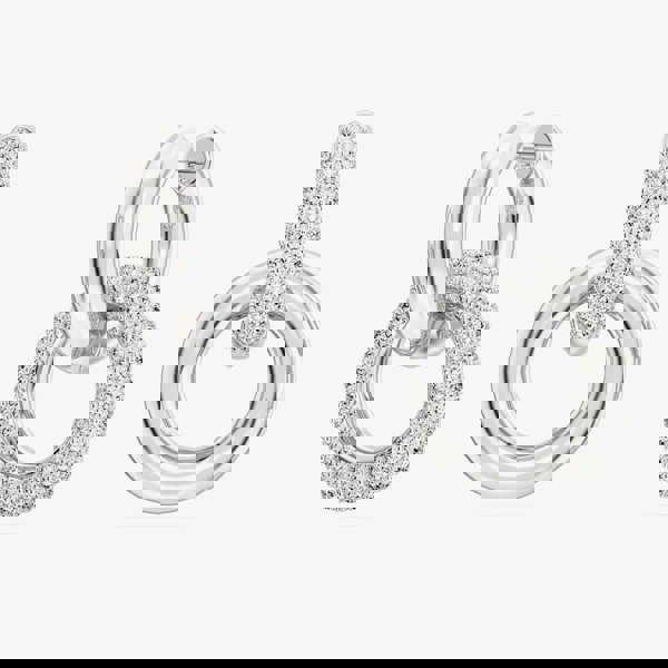Swarovski Dextera White Interlocking Loop Rhodium Plated Earrings 5671807