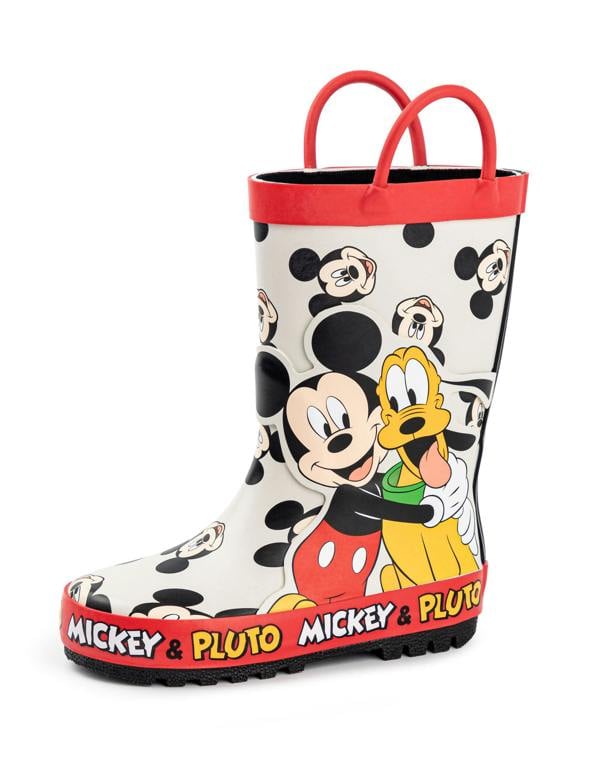 Disney Boys Multicoloured Mickey & Pluto Wellington Boots with Handles