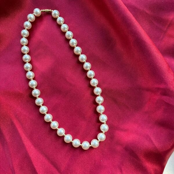 The Colourful Aura Large Ivory Lightweight White Round Pearl Bridesmaid Statement Choker Necklace