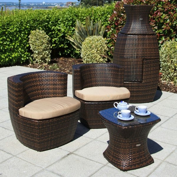 Cozy Bay Furniture Cozy Bay Provence Rattan 2 Seater Square Tea For Two Set in Cappuccino