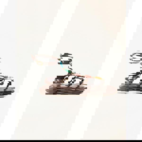 Blue Vanilla Beaded Gladiator Flat Sandals