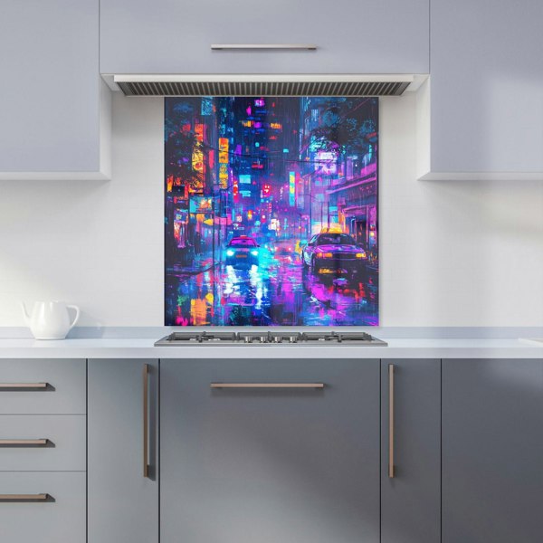 Warren Reed Abstract Tokyo Streets Glass Kitchen Splashback - 00026