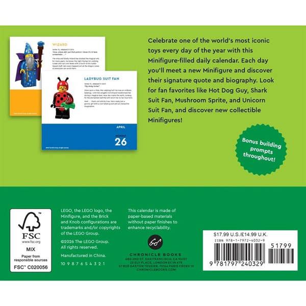 Chronicle Books Lego Minifigure Desk Calendar 2027, Desk Calendars, Day To View, Entertainment, Gift