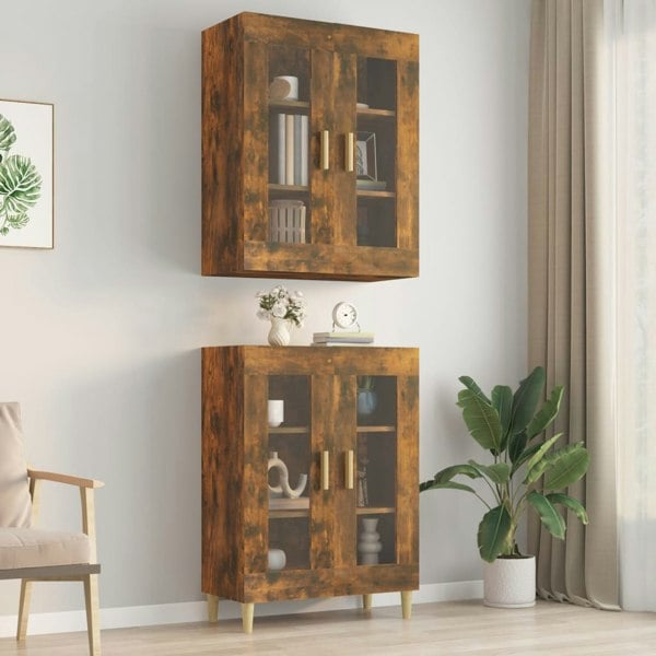 Berkfield Hanging Wall Cabinet Smoked Oak 69.5x34x90 cm