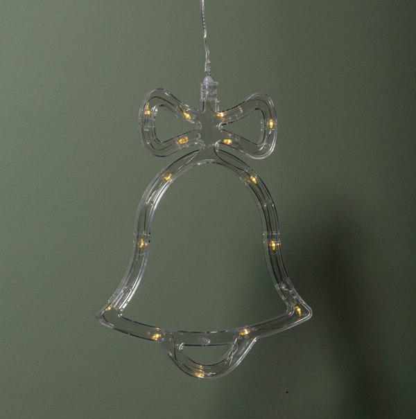 Samuel Alexander 21cm Battery Operated Light up Christmas Bell Window Decoration with Warm White LEDs