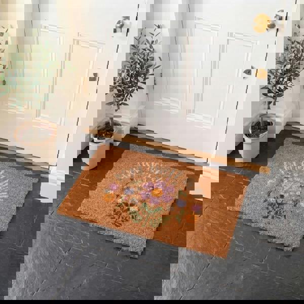 Kingsbury Gifts Floral Home Sweet Home Natural Coir Welcome Doormat