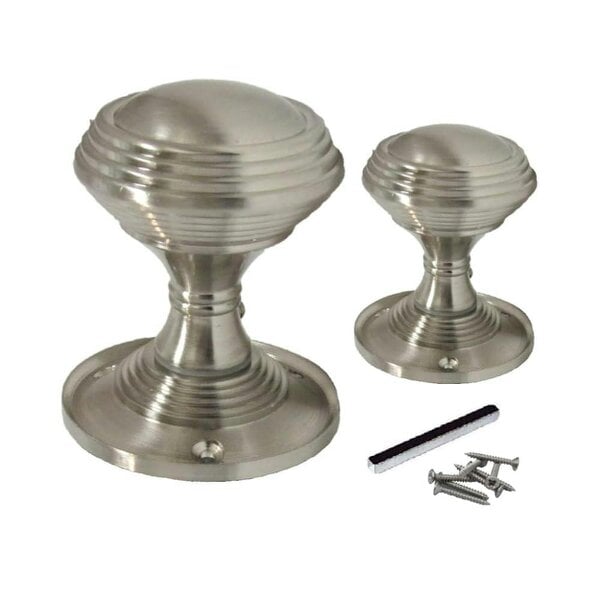 EDH Door Hardware Queen Anne Reeded Mortice Door Knobs, Interior Door Knobs for Home, Round Internal Door Knob with Tubular Latch