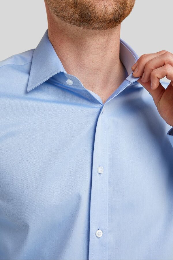 Tailored Fit Blue Non-Iron Pure Cotton Twill Shirt